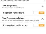 Notifications in Amazon Shopping