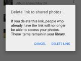 Deleting link to shared photos