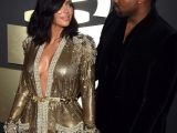 Kim Kardashian shimmers in unflattering gown at the Grammys 2015