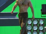 The actor was rehearsing scenes in front of a giant green screen