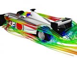 Computer simulation of the airflow around an F1 car in the windtunnel