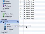 Adding a new playlist to your iPod in manual sync mode.