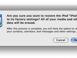 The restore confirmation dialog.