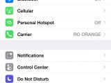 iOS Settings menu