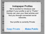 Instapaper profile can be public