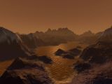 Artistic impression of natural gas lakes on the surface of Titan