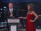 Aniston walks on stage, is told she’ll be going up against a surprise contestant on the Celebrity Curse Off game