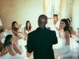 Another wedding photo, this time of the groom Kanye and the bridal party