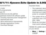 Kyocera Echo software update changelog