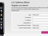 T-Mobile LG Optimus Black 'coming soon' page