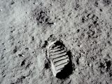 Footprint left in the fine lunar dust by the Apollo astronauts