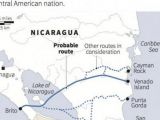 Proposed routes for massive canal cutting through Nicaragua