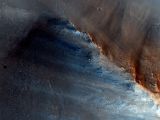 The dark spot on Mars, as viewed by the HiRISE instrument aboard the MRO