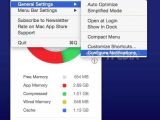Memory Monitor: By either clicking the button on the upper left corner of its interface or by pressing the SPACE button, you can optimize the memory and gain access to the general and menu bar settings