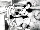 Mickey Mouse's first appearance in "Steamboat Willie"