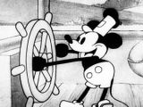 Mickey Mouse's first appearance in "Steamboat Willie"