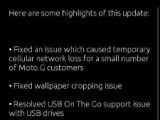 Moto G software update changelog (screenshot)