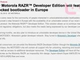 Motorola RAZR Developer Edition official announcement