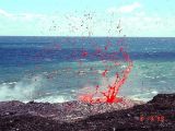Lava splatters near the coastal entry of Kilauea