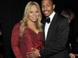Nick Cannon and a then-pregnant Mariah Carey, during a Christmas show
