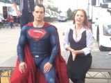 Henry Cavill and Amy Adams on "Dawn of Justice" set, getting ready for the Ice Bucket Challenge