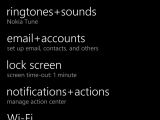 Nokia Lumia 735 Settings menu