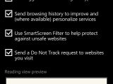 Nokia Lumia 735 Internet Explorer settings