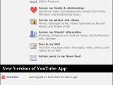 Comparison of data access for old YouTube Facebook app and new version