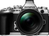Olympus OM-D E-M1 silver model up in front