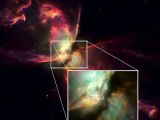 Image of the Bug Nebula with zoomed-in section showing the newly discovered central star