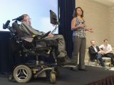 Intel Principal Engineer Lama Nachman and Professor Stephen Hawking at the London event on December 2