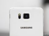 Samsung Galaxy Alpha showing heart rate sensor and main camera