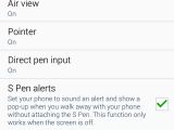 Galaxy Note 4 S Pen settings