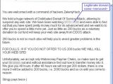 Sample of scam email containing DDoS threats