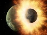 Artist's impression of a collision between two celestial bodies