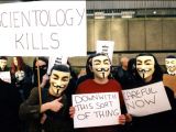 Anonymous members protesting