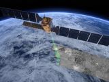 Rendering of Sentinel-1A in Earth's orbit