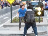 LaBeouf confronting a homeless man in Times Square