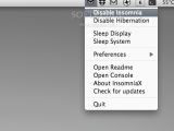 This is InsomniaX's menu bar interface.