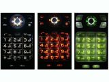 Sony Ericsson W62S's illuminated keypad, in three colors