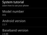 Android 2.2 Froyo for Xperia X10 (About page)