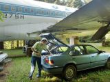 An aircraft's wing can provide proper shelter for a car