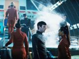 Spock (Zachary Quinto) and Uhura (Zoe Saldana) have a moment in “Star Trek”