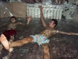 Photo shows teens splashing around in home-made pool