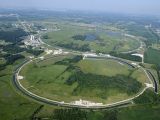 An aerial picture of the Tevatron at Fermilab