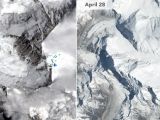 Mount Everest shown before and after the earthquake