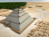 3-D computer image illustrating how the Great Pyramid could have been constructed using an inner ramp