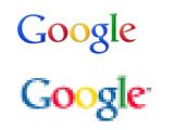 The regular Google logo compared to several of the tested versions