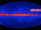 The sky as seen by the Fermi space telescope - brighter colors indicate higher gamma ray activity, the band in the middle is the Milky Way