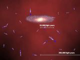 The Milky Way's dark matter halo (red) appears to be less dense than previously estimated